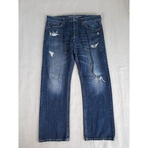 American Eagle Outfitters Jeans Mens 38 40x31.5 Relaxed Straight Mid Rise‎ Dark